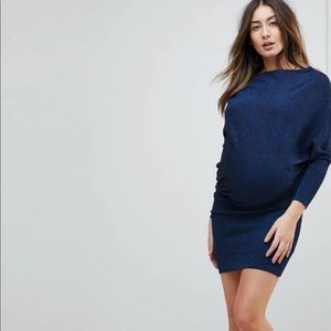Maternity Mamalicious drape glitter sweater dress